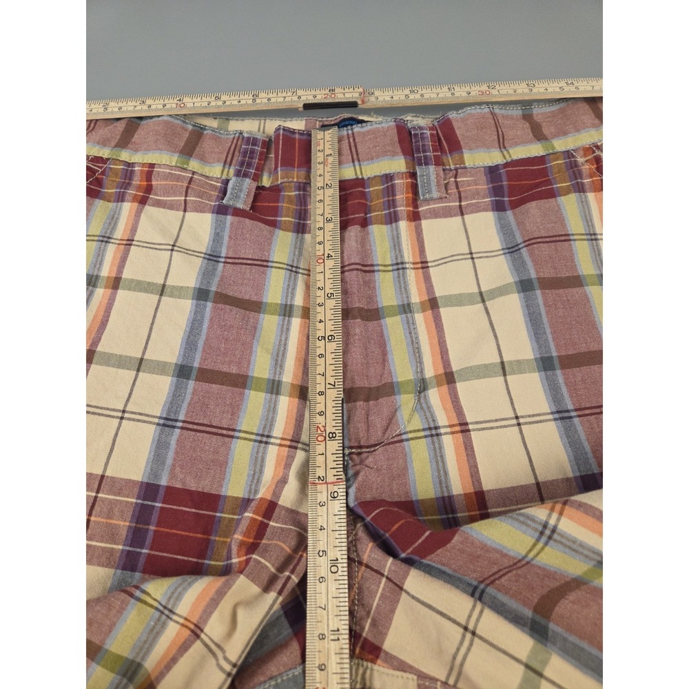 Aeropostale 100% Cotton Shorts Men's 32W x 11" Inseam Plaid Beige Burgundy Blue - Picture 5 of 6